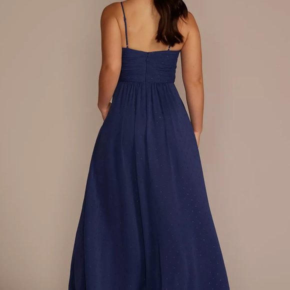 DB Studio David's Bridal Dress Size 2 Straight Neck Clip Dot A-Line Cobalt Blue - Picture 14 of 15